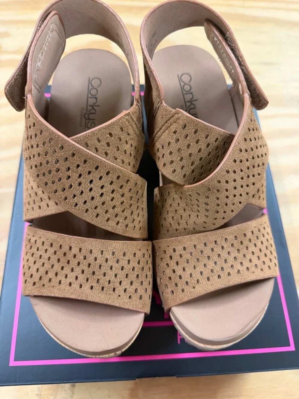 Corkys Perforated Suede Wedge Sandal in Brown - Picture 5 of 8